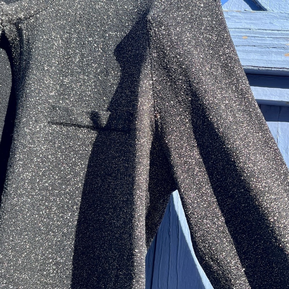 J.‎ MCLAUGHLIN Small Corfu Cropped Crewneck Cardigan Metallic Black Gold - Picture 4 of 7